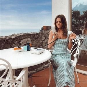 Reformation NWT Garten Dress Wrap Palms Gingham